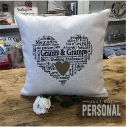 Personalised Word Art Cushion - Wedding Anniversary Gift